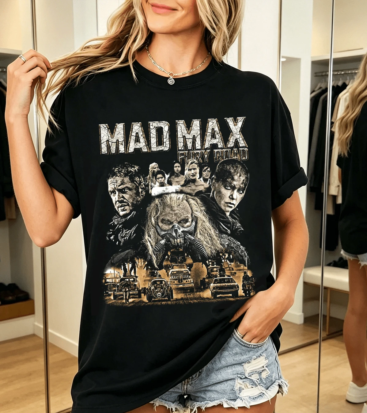 Mad Max: Fury Road, Vintage 100% Cotton T-Shirt, For Fans - Black - View 1