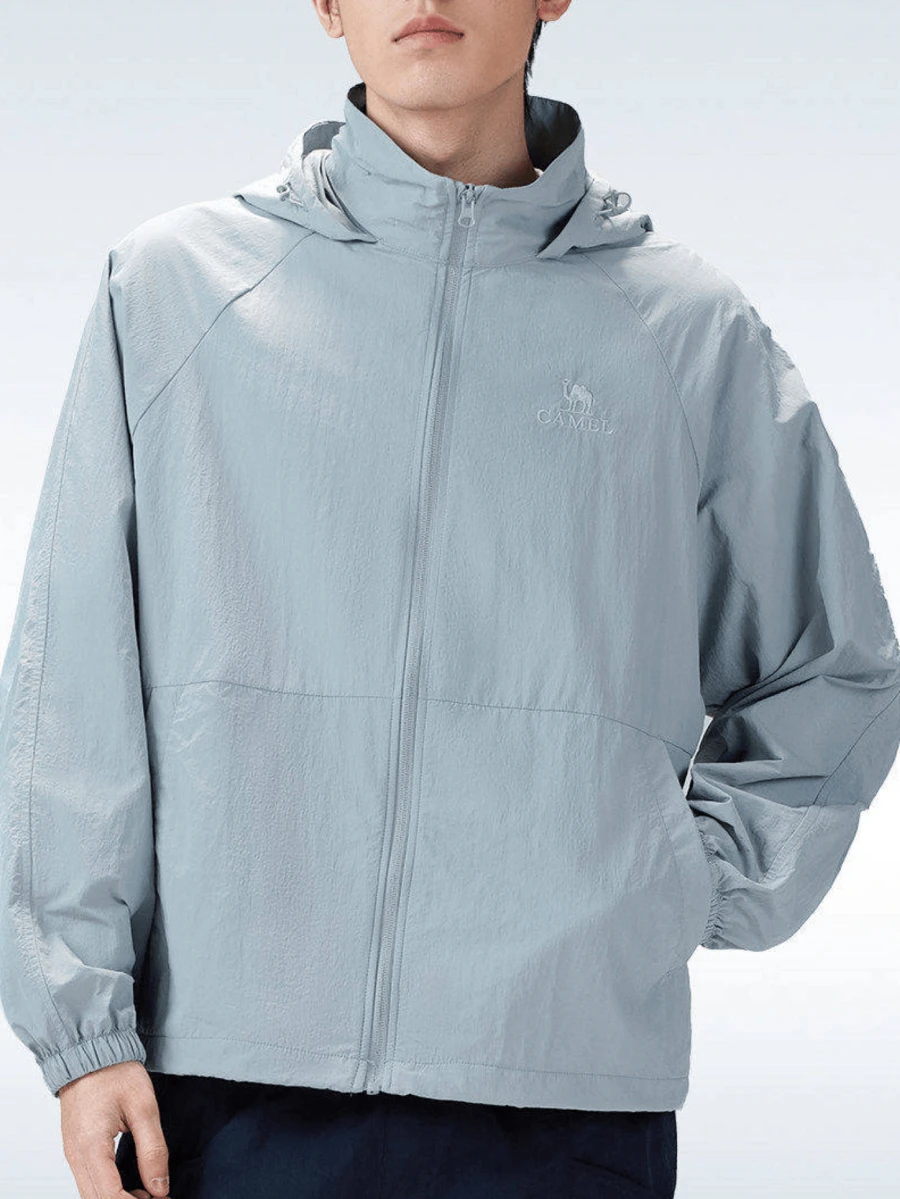 CAMEL CROWN Chaqueta de protección solar para exteriores primavera verano a prueba de viento transpirable con capucha para hombres impermeable abrigo deportivo - Nube y niebla verde - Ver 1