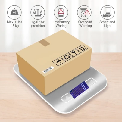 1 pieza Báscula de cocina, báscula de peso, báscula de alimentos, báscula de alta precisión, báscula electrónica de café, báscula digital de cocina, báscula para hornear - Accesorio de cocina pequeño, hecho de material de acero inoxidable fácil de limpiar