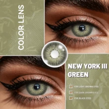 Lalens New York 第三代紫色小瞳孔材質半年拋新產品，HEMA NVP 38%含水量，直徑14.20mm，基弧8.6mm，適合所有臉型，放大眼睛，日常妝容美化，Y2K時尚日常穿搭，春季化妝品，派對與生日禮物 - Angeles Green - 查看 7