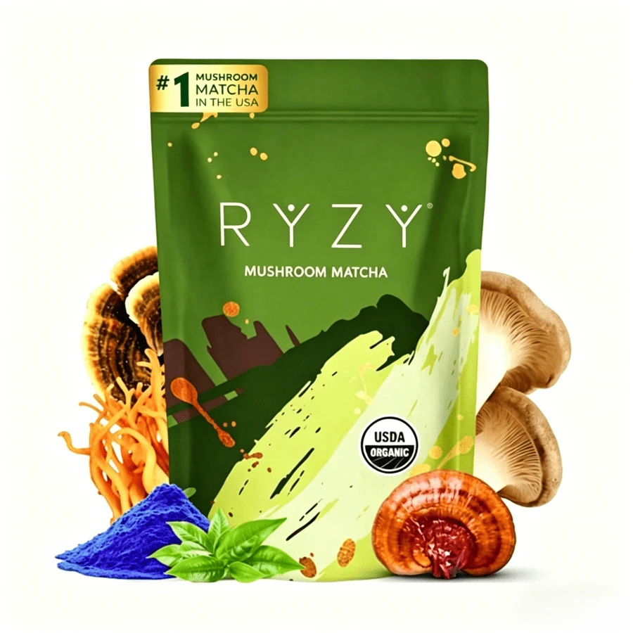 Mushroom Matcha Starter Kit | MatchaBundle | 6 Adaptogenic Mushrooms | USDAOrganic | Ceremonial-Grade Japanese Matcha LUSA Grown |  Better Energy, Focus, Digestion,Immunity L 60 Servings - 1 - View 1