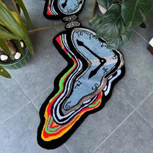 1件装融化时钟造型地毯，装饰地毯，卧室装饰，地垫，地毯，家居装饰，客厅地毯，小客厅地毯，卧室地毯，客厅家居装饰，户外地毯，可水洗地毯 - 多色2 - 查看 1