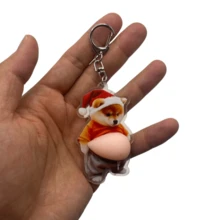 3D Sticker 1个/2个3D立体哈巴狗睡觉钥匙扣，多功能挂钩装饰夹配件 - 紅色 - 查看 1
