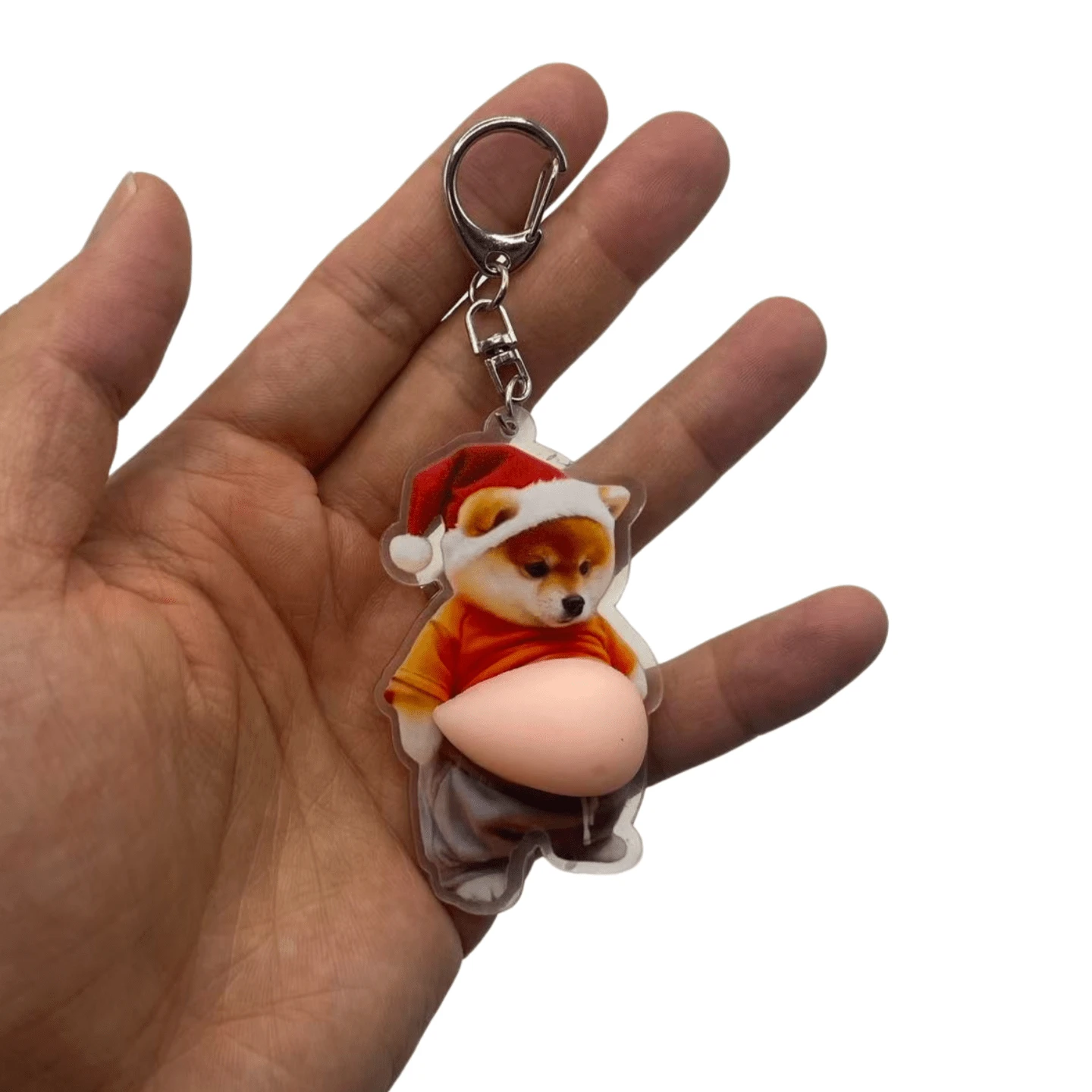 3D Sticker 1个/2个3D立体哈巴狗睡觉钥匙扣,多功能挂钩装饰夹配件 - 紅色 - 查看 1