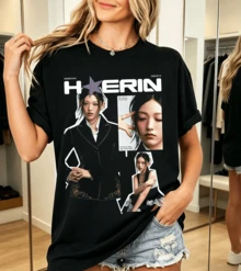 NewJeanss Haerin T-Shirt, 100% Cotton, 2000s Style, For Fans - Black - View 6