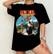 M.O.D. Surf Killer Album Cover T-Shirt | Gender-Neutral Oversized Crossover Thrash Fan Shirt Black - 黑色 - 查看 6