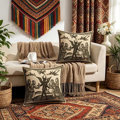 Ce set de housses de coussin d'art populaire gothique ajoutera une touche de mystère à votre maison ! La housse de coussin présente des motifs d'art gothique exquis, en en faisant un choix idéal pour les fans de styles médiévaux ou occultes. Il peut apporter un charme vintage mystérieux à votre canapé, votre coin de lecture ou votre espace intérieur de style éclectique.