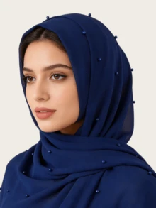Women's Chiffon Pearl Decorated Scarf, Suitable For Daily Wear,Beach,Holiday,Accsesories,Travel Essential - Chiffon With Pearl Studs In Multiple Colors - View 12
