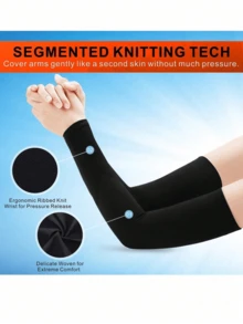 1 Pair Men's Summer UV Protection Ice Silk Arm Sleeves, Loose Oversized Sun Block Arm Warmers, Suitable For Festivals And Events - One Size - View 3