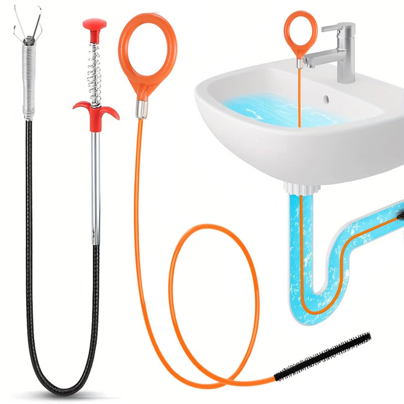 2pcs Multi-Functional Drain Pipe Cleaning Claw, Bendable & Foldable 4-Claw Drain Opener, Kitchen Sink Garbage Disposal, Bathroom Toilet Plunger, Bathroom Drain Pipe Cleaning Tool, Sink Drain Opener