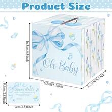 51pcs Bow Raffle Tickets Gift Box Set, Baby Shower Blessing Cards, Suitable For Baby Shower, Bow Theme Party And Gender Reveal Party - Blue-1 - View 4