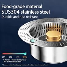 Stainless Steel Sink Strainer, Universal Kitchen Sink Drain Filter, Vegetable Washing Basin Drain Stopper, Sink Drain Plug - Multicolor - View 2