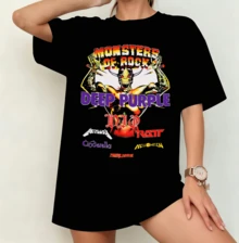 Monsters Of Rock Retro Festival T-Shirt | Gender Neutral Oversize Heavy Metal Fan Shirt Black - Black - View 7