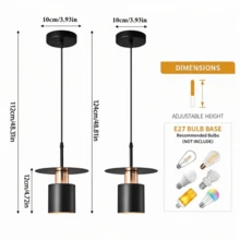 1/2pcs Nordic Style E27 Pendant Light, Adjustable Height Single Head Pendant Light For Dining Room And Bedroom, Modern Minimalist Black & Gold Luxury Bar Pendant Light (Bulb Not Included) - Black - View 5
