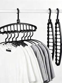 Space-Saving Design With Rotating Hooks Hanging Storage Rack, Stylish Foldable Clothes Rack, Can Neatly Hold Nine Pieces Of Clothing, Multi-Functional Magic Closet System, Foldable Non-Slip Plastic Clothes Rack - Multicolor - View 2