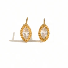 VKHK 1 Đôi bông tai đinh tán tối giản bằng thép không gỉ mạ vàng 18K đính đá Zirconia lấp lánh, thích hợp cho nữ giới đeo hàng ngày và trong các dịp cưới hỏi, làm quà tặng. - Nhiều màu - Xem 9