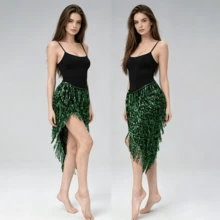 1 chiếc khăn quấn hông hình tam giác đính sequin và tua rua, thích hợp cho múa bụng, trang phục khiêu vũ Latin, kiểu sari với tua rua sequin, thích hợp cho lễ hội, tiệc tùng, hộp đêm, bãi biển, trang trí trang phục độc đáo, phong cách bohemian, cổ điển. - Nhiều màu - Xem 3