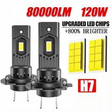 HYNBYZJ 2 bóng đèn LED H7H4 H1 80000LM Canbus không báo lỗi, có quạt, chip CSP, đèn pha mini xoay 360 độ, 12V, 6000K trắng. - A - Xem 1