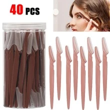 40/20/10 Pack Eyebrow & Facial Razors, Painless Dermaplaning Tools With Safety Cover, Stainless Steel Blades For Women, Gentle Hair Remover For Eyebrows, Face, Neck - Upgraded Version - View 5