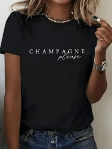 Inspiring Text Expressing A Desire To Celebrate Life With Elegance And Joy, Highlighting A Free-Spirited, Feminine, Comfortable Casual Women's T-Shirt For Everyday Wear - 黑色 - 查看 8