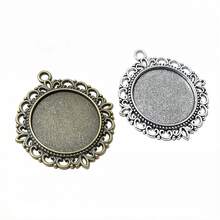 5pcs 25mm Inner Size Alloy Metal Pendant Cabochons Blank Base Setting Bezel Tray DIY Jewelry Making Accessories Findings - 25mm - View 2
