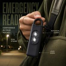 Portable Dual Strobe Personal Safety Alarm Keychain, Loud Siren Emergency Alarm With Flash Light For Women Students Travel Night Walking - Black - View 10