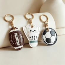 Ball Access Card Holder, AirTag Case Cover, Bus Card Holder, Car Keychain, Fashionable Leather Keychain Ring, Alloy Pendant - Multicolor - View 2