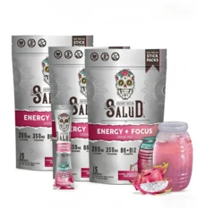 Salud 2-In-1 Energy Drink Powder + Focus, Pineapple Mango, Organic Caffeine, B6 + B12, Theanine, Clean Energy Drink Packets, Agua Fresca Mix, Non-GMO, Gluten Free, Vegan, 1g Of Sugar, (15 Servings) - Thanh long 3 - Xem 6