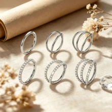 1 chiếc/bộ Khuyên mũi bằng thép không gỉ 316L đính đá Zirconia, cỡ 16G, Khuyên septum hai lớp, Khuyên septum, Khuyên môi, Khuyên septum, Khuyên helix, Khuyên sụn, Khuyên septum, Trang sức xỏ lỗ septum - Bạc - Xem 12