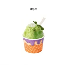 10 Stücke/70 Stücke 7 Farben Eiscreme-Papierbecher, Blau, Rosa, Hellrosa, Hellblau, Lila, Braun, Gelb mit Waffel-Kegel- und Streusel-Muster Dessertschalen, geeignet für Eiscreme-Sundae, gefrorenen Joghurt, Babyparty, Geburtstagsparty, Sommer-Eiscreme-Party-Zubehör - Mehrfarbig - Übersicht 16
