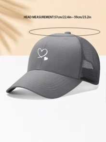 1pc White Baseball Cap With 2 Heart Designs, Unisex Outdoor Sun Hat, Essential Daily Wear Item - View 2