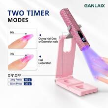 GANLAIX USB Rhinestone Handheld Rechargeable Nail Lamp With LCD Display, Mini Portable Nail Polish Gel Curing Light, White Diamond Linear Design, Small Fast-Drying Nail Gel Curing Machine, Portable Nail Tip Curing Lamp, Powerful LED Beads 1 Bead Equivalent To 8 Beads Effect, No Blind Spots, Newly Upgraded Beads, 8x Convex Lens, Strong Focus, Fast Gel Curing, More Efficient Nail Art - Multicolor - View 4