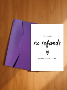 1pc "I Am You, No Refund" Cute & Heartwarming Anniversary Greeting Card, Suitable For Partner (Random Color Envelope Included), Back To School, School Supplies - "I'm Yours No Refunds" - View 20