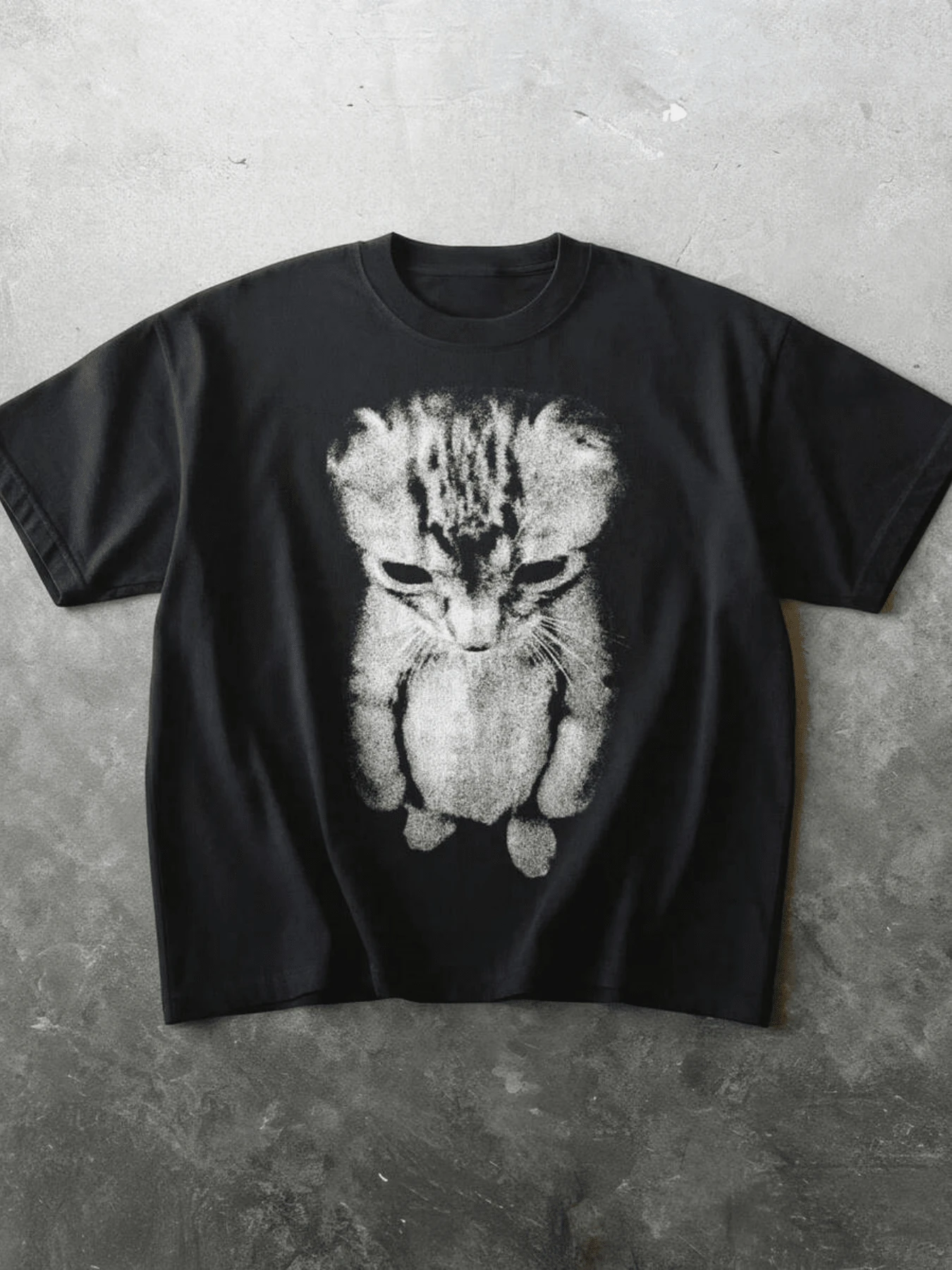 Gato visto desde arriba que simboliza ternura paciencia y el poder tranquilo de la observación una figura felina que evoca calma y sensibilidad camiseta de mujer casual moderna cómoda para uso diario - Negro - Ver 1