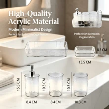 Luxury Glacier Texture Bathroom Vanity Top Set, All-In-One Washing & Storage Combo, Soap Dispenser & Soap Dish - White - View 1