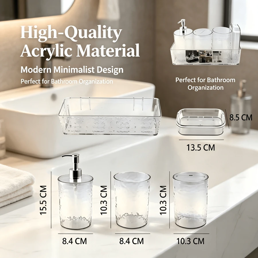Luxury Glacier Texture Bathroom Vanity Top Set, All-In-One Washing & Storage Combo, Soap Dispenser & Soap Dish - White - View 1
