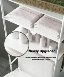 Over The Toilet Storage, 3-Tier Bathroom Organizer, Freestanding Above Toilet Shelf With Adjustable Feet, Space Saving, Easy Assembly, Carbon Steel Shelf, 61" H, Available In Black And White - 白色 - 查看 2