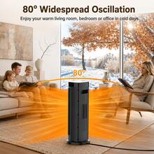 (Special Summer Price)Indoor Heater, Portable Heater, 2000W PTC Electric Heater, 3 Mode Settings, 9-Hour Timer, 80° Oscillation, Automatic Shutdown When Tipped Over, Overheat Protection, Suitable For Offices, Rooms, Garages, Personal Table Heater - 美規B型插(110-127V) - 查看 6