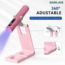 GANLAIX USB Rhinestone Handheld Rechargeable Nail Lamp With LCD Display, Mini Portable Nail Polish Gel Curing Light, White Diamond Linear Design, Small Fast-Drying Nail Gel Curing Machine, Portable Nail Tip Curing Lamp, Powerful LED Beads 1 Bead Equivalent To 8 Beads Effect, No Blind Spots, Newly Upgraded Beads, 8x Convex Lens, Strong Focus, Fast Gel Curing, More Efficient Nail Art - Multicolor - View 3