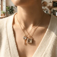 1 chiếc dây chuyền mặt hình cỏ bốn lá và ngôi sao năm cánh thời trang, mạ vàng 18K, đính đá Zirconia, chống thấm nước và mồ hôi, tôn lên vẻ quyến rũ nữ tính, trang sức dành cho nữ. - Nhiều màu - Xem 6