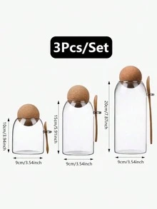 1pc/3pcs/4pcs Airtight Food Storage Containers, Kitchen Storage Jars With Lids, Sealed Glass Jars, Sugar Canister, Tea Canister, Coffee Canister - Clear - View 13