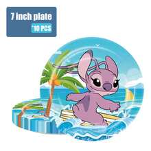 50pcs Stitch Theme Party Disposable Tableware Set [7-Inch Paper Plates, 9-Inch Paper Plates, Napkins] - Set For 10 People, Suitable For Birthdays, Weddings, Theme Parties, Family Picnics - Multicolor - View 3