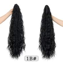 Tóc giả bện xoăn gợn sóng dài 26 inch, sợi tổng hợp chịu nhiệt, thích hợp cho phụ nữ và bé gái sử dụng hàng ngày. - Màu đen tự nhiên - Xem 3