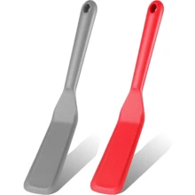 2pcs Silicone Spatula Scraper Narrow Slim Flip Long Heat Resistant Cooking Pancake Spatula Non-Stick For Cooking Eggs Burgers Pizza Pancakes Steak Omelets Black Red Grey - Multicolor - View 7