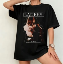 Laufey "Bored" Jazz Fan T-Shirt | Gender-Neutral Oversized Concert Shirt Black - Black - View 7