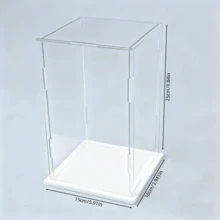 1pc Transparent Acrylic Display Case - Showcase Cabinet, White Base, Multiple Size Options, Dustproof Desktop Organizer Stand - Contemporary Style, Action Figure Plastic Material, Car Model, Collectibles, For Room, Store And Office Desk Storage - White Display Box - View 34