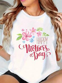 Flores coloridas que simbolizan amor gratitud y alegría celebrando el vínculo materno con un mensaje positivo de felicitación camiseta de mujer casual cómoda para el Día de la Madre - Blanco - Ver 6