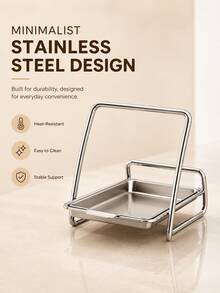 1pc Stainless Steel Pot Lid & Ladle Holder, Multi-Functional Kitchen Utensil Rack, Suitable For Ladle, Spatula, Chopsticks & Cooking Tools, Countertop Storage Rack - Multicolor - View 2