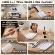 Bộ gương và lược gấp gọn 2 trong 1, gương trang điểm và lược, gương trang điểm gấp gọn di động in hình Pachira dễ thương kèm lược, thiết kế thời trang dễ mang theo, dụng cụ làm đẹp bỏ túi tiện dụng cho các bạn gái. - Nhiều màu - Xem 8