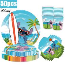 50pcs Stitch Theme Party Disposable Tableware Set [7-Inch Paper Plates, 9-Inch Paper Plates, Napkins] - Set For 10 People, Suitable For Birthdays, Weddings, Theme Parties, Family Picnics - Multicolor - View 8